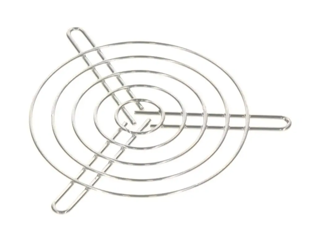 Metallisches Schutzgitter von Bosch mit runder Form und mehreren konzentrischen Ringen, ausgestattet mit seitlichen Halterungen zur sicheren Befestigung.